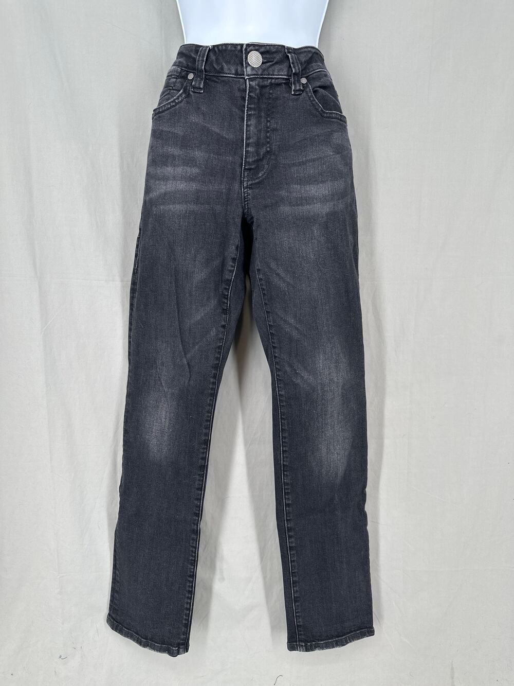 Cabi Jeans Womens 4 Black High Straight Leg Mid Rise Smoulder Stretch Denim